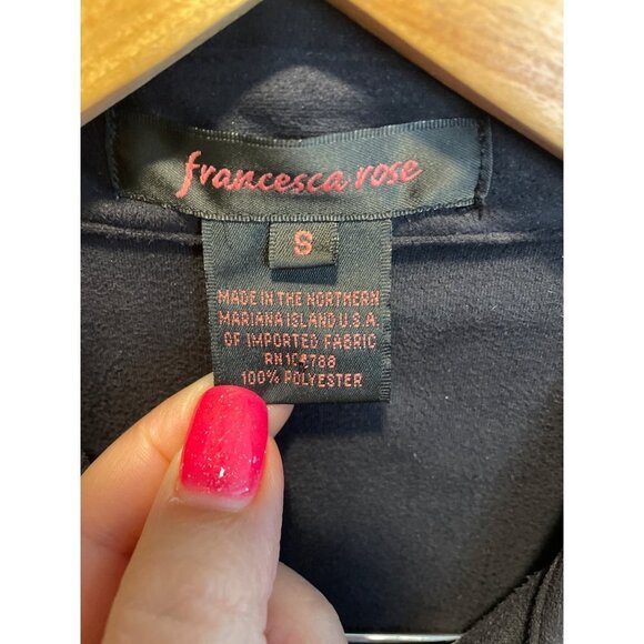 Francesca Rose Navy Long Sleeve Western Button Down Shirt Silver Accents Sz S - Picture 5 of 10